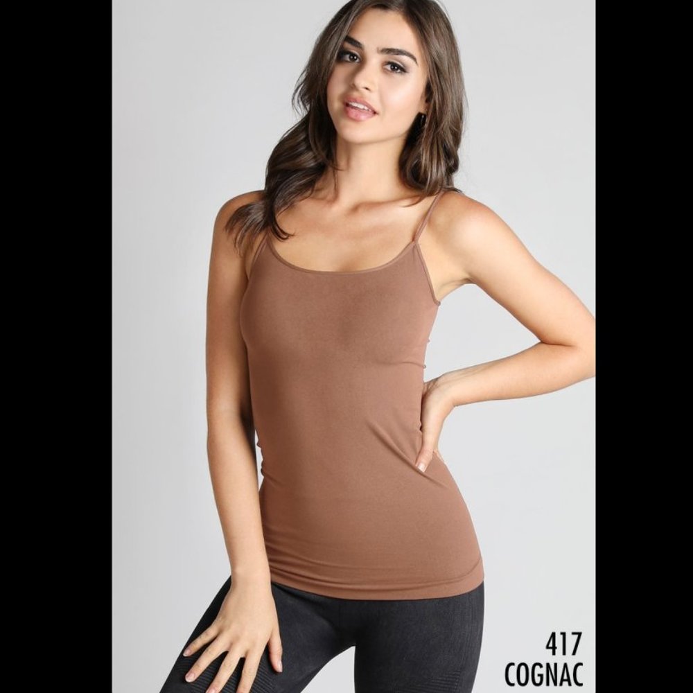 New Cognac Brown Thin Strap Ultra Soft and Stretchy Tank Top